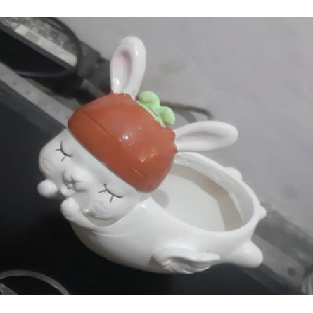 Cute White Rabbit Resin Pot